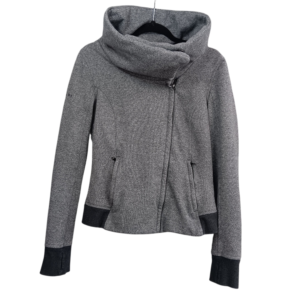 LULULEMON Karmacollected Jacket Heathered Speckled Black Women's 8 Zip Collared - Picture 3 of 12